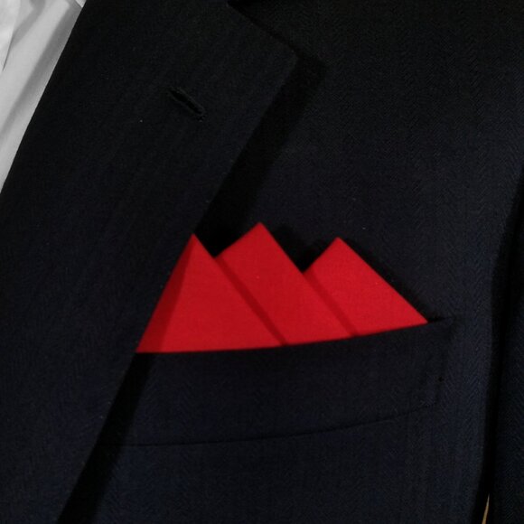 NEW Red 100% Cotton Pre-Folded Pocket Square Handkerchief Insert - Picture 3 of 8